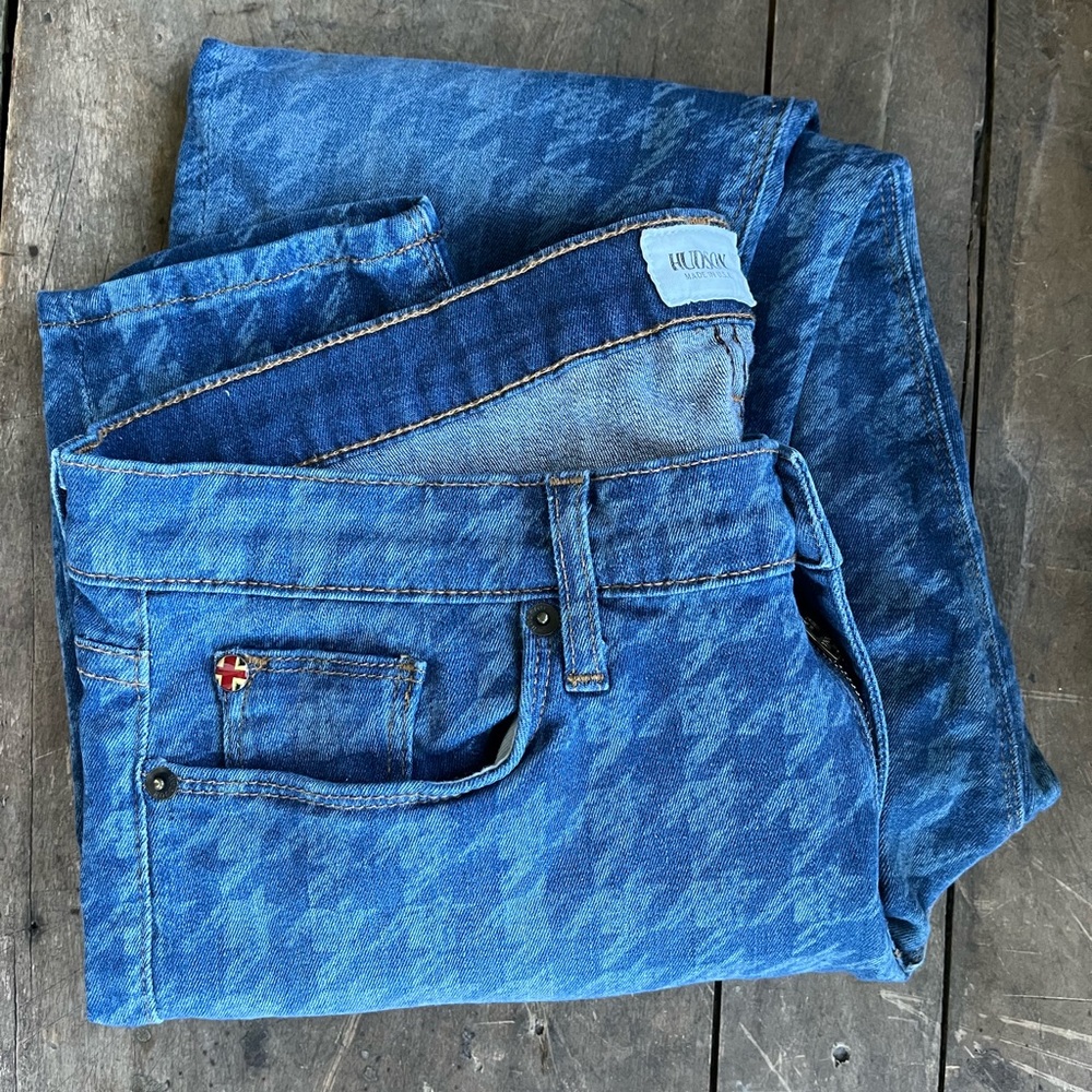 HUDSON KRISTA SUPER SKINNY HOUNDSTOOTH JEANS SIZE 32